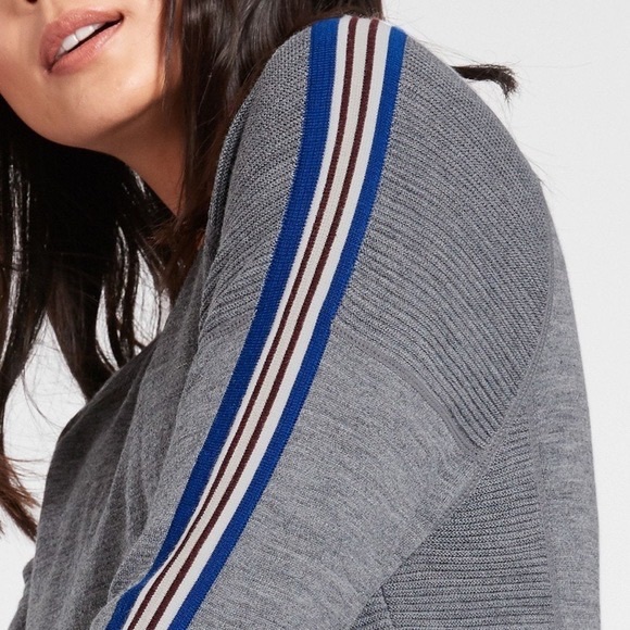 Athleta Canyon Colorblock Sweater Grey Blue Stripe - Picture 10 of 11